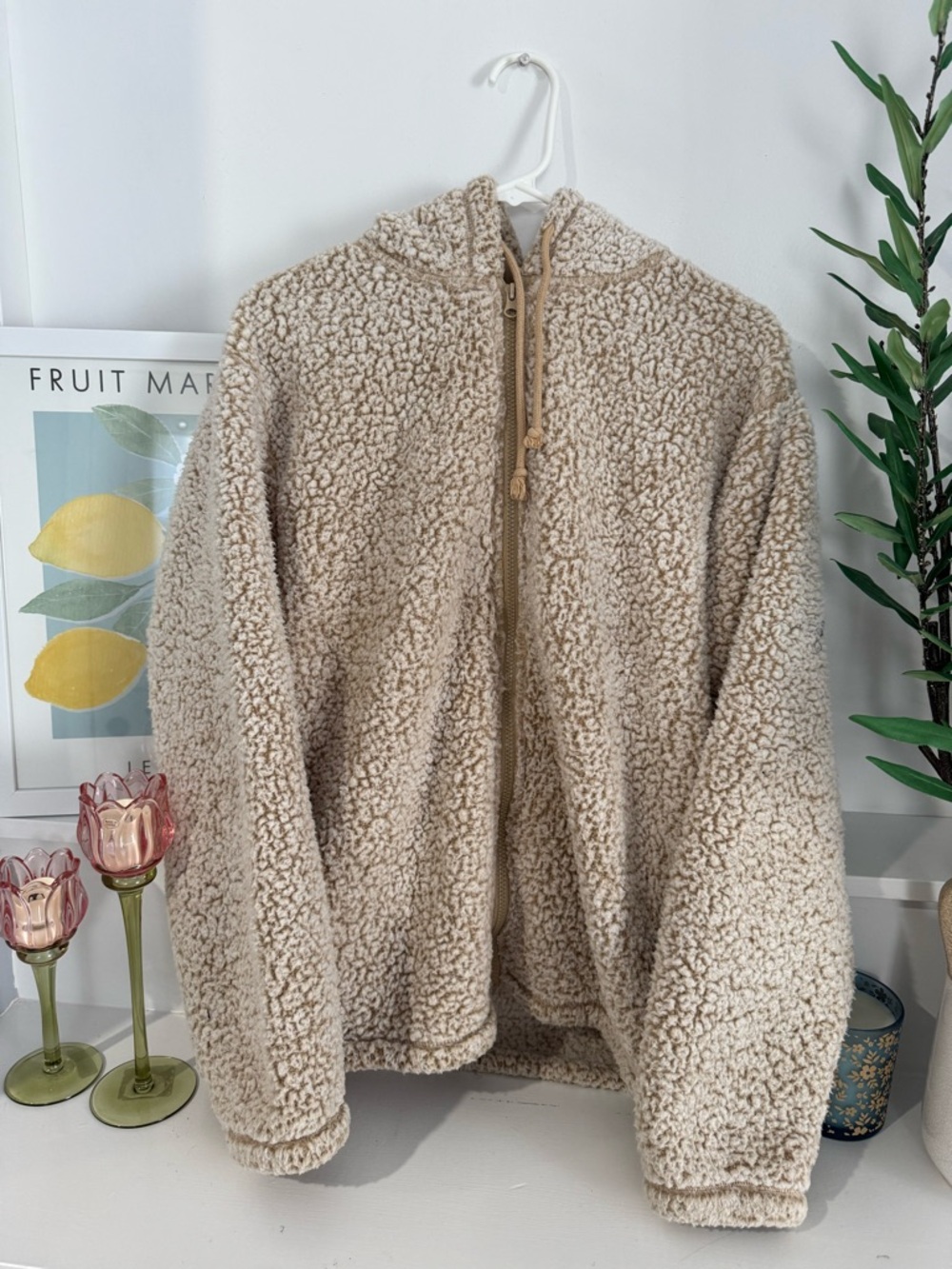 Cozy Cream PacSun Sherpa Zip-Up Hoodie